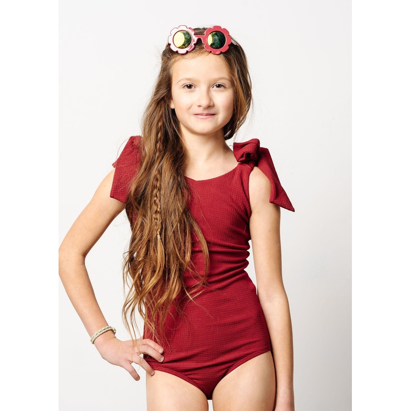 Waffled Maroon  | Youth Everyday One-Piece