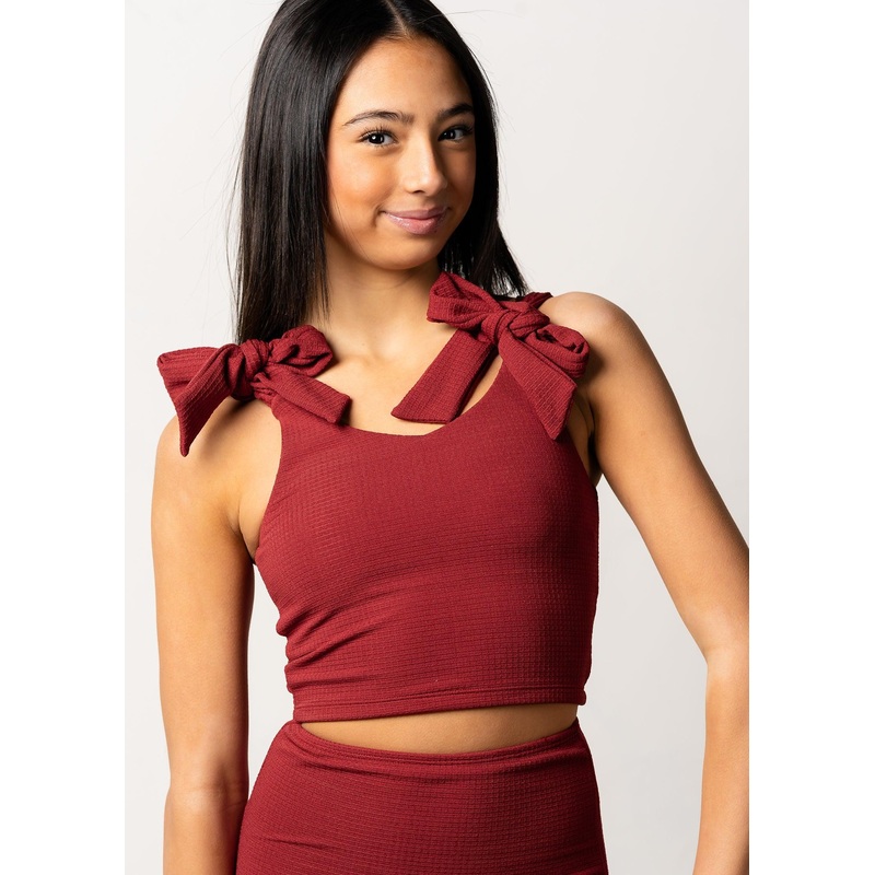 Waffled Maroon | Youth Knot Top