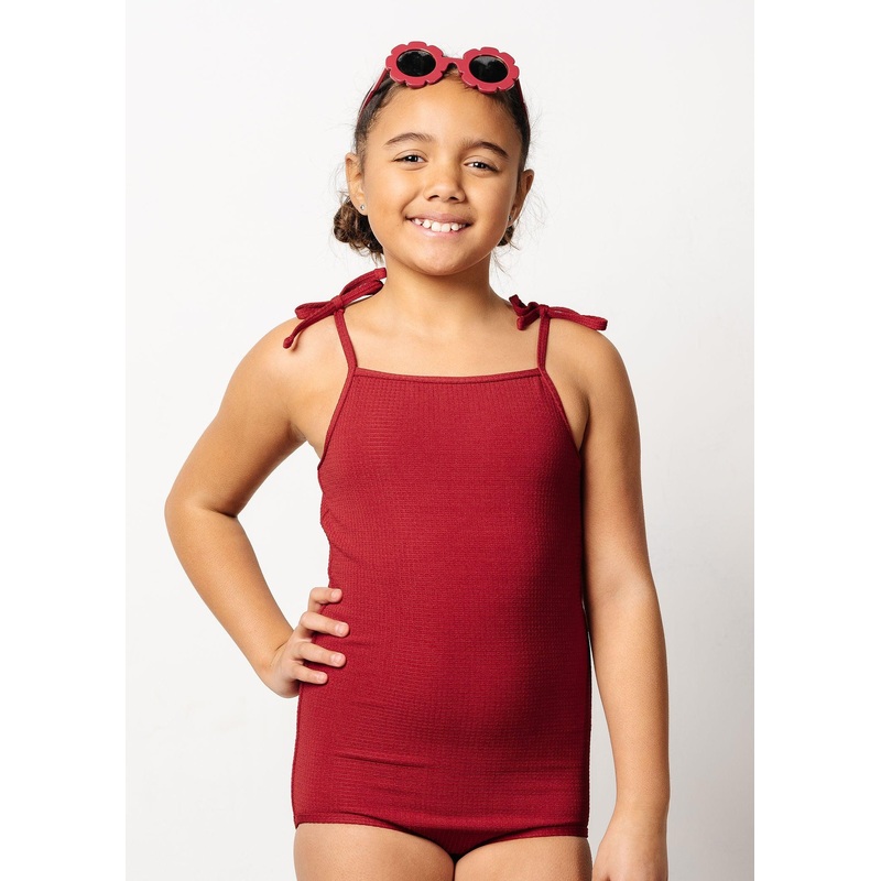 Waffled Maroon | Youth Simply One-Piece