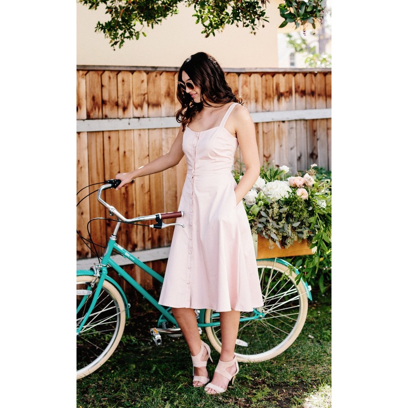 button-down midi dress in blush