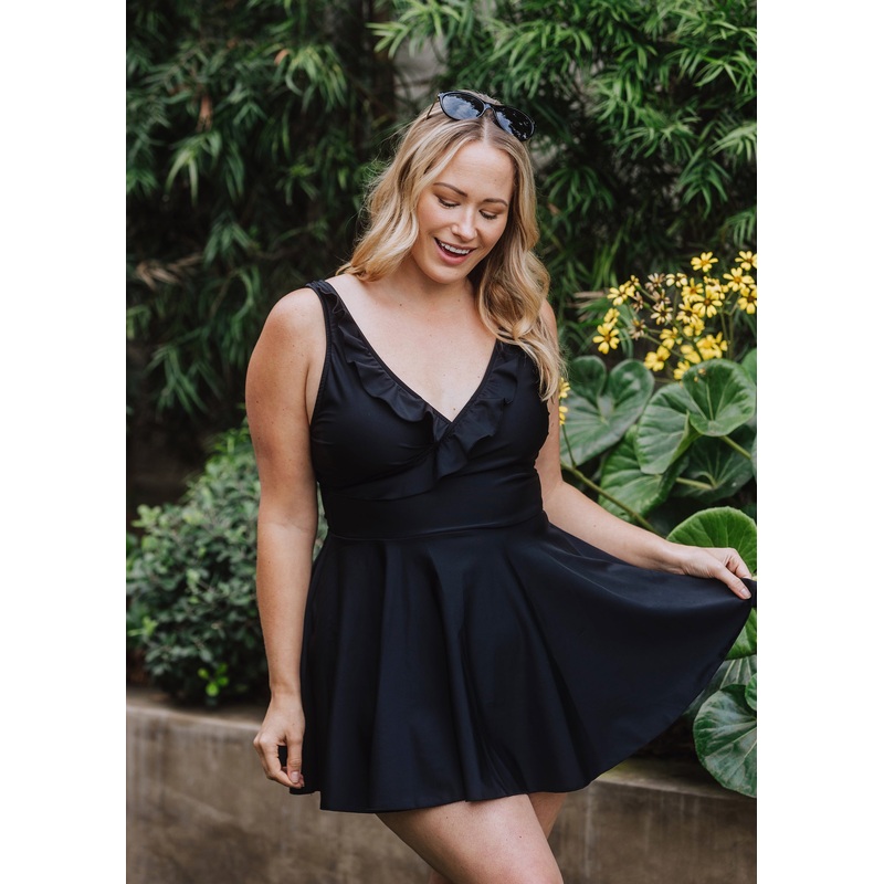 grace swim dress in ebony