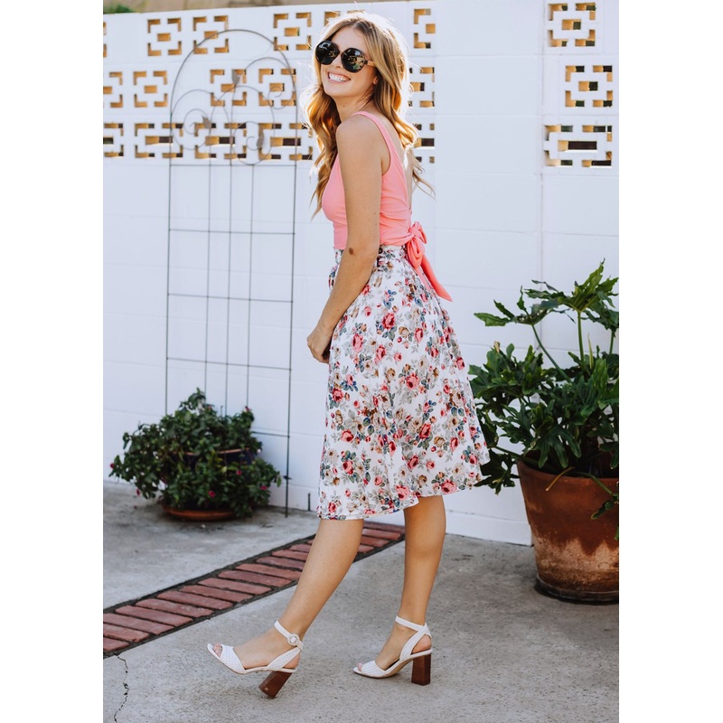 midi skirt in ivory fleur