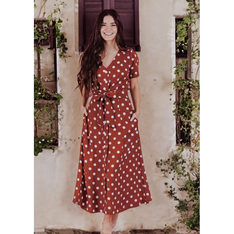two-piece dress in polka dot