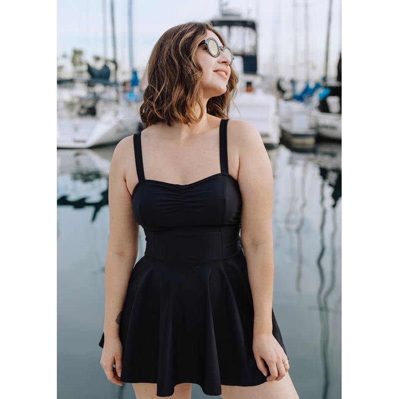 (underwire) emma swim dress in ebony