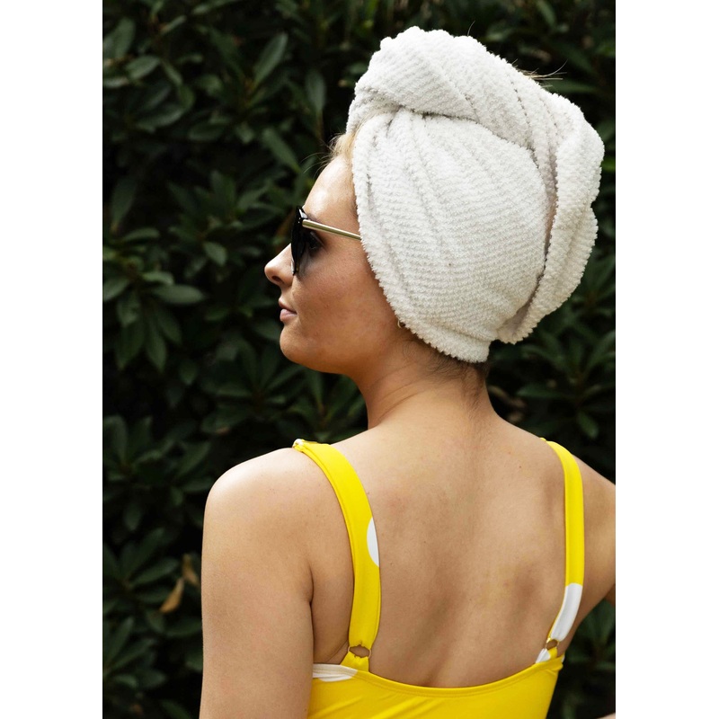 white cotton hair towel