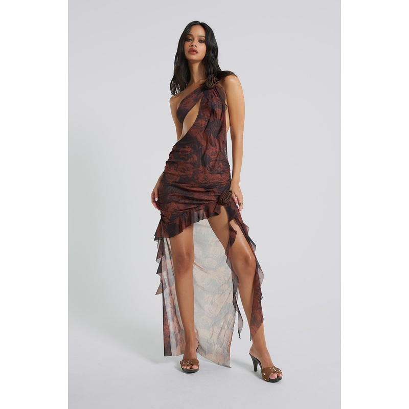 Athena One Shoulder Draped Maxi Dress
