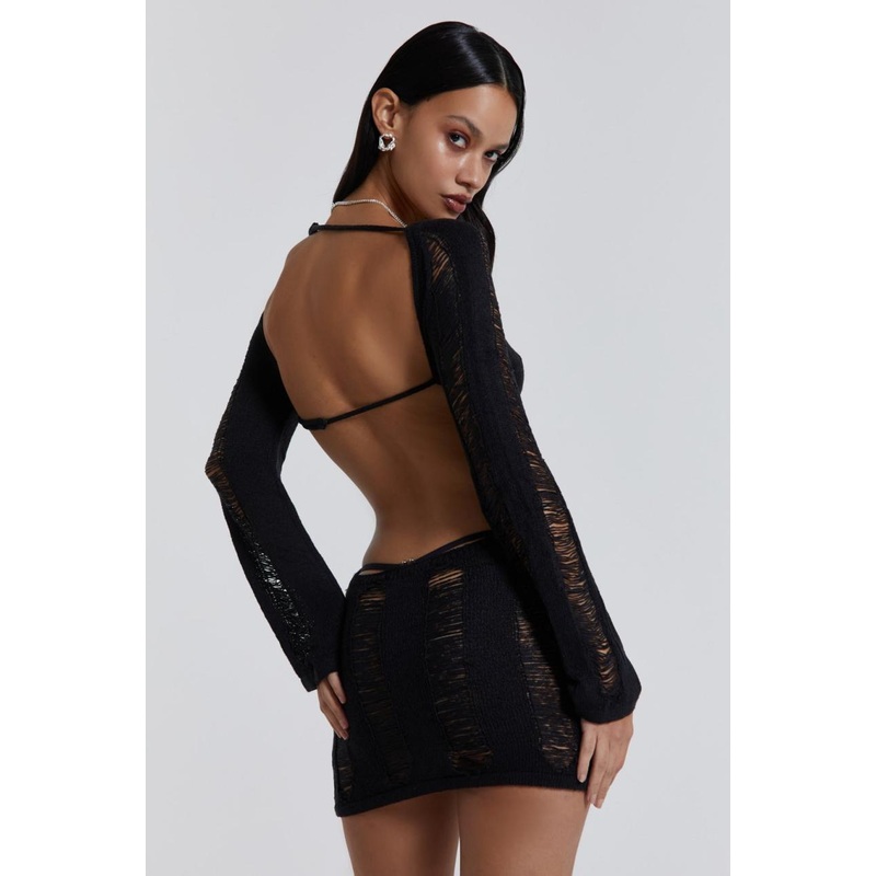 Black Umbra Shredded Mini Dress