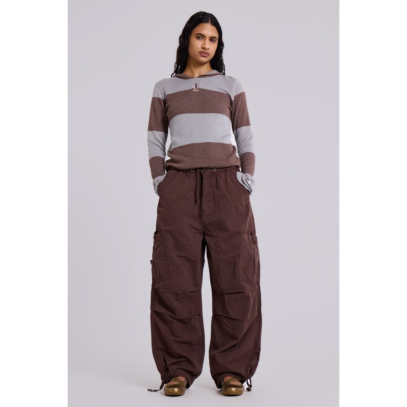 Brown Parachute Cargo Pants