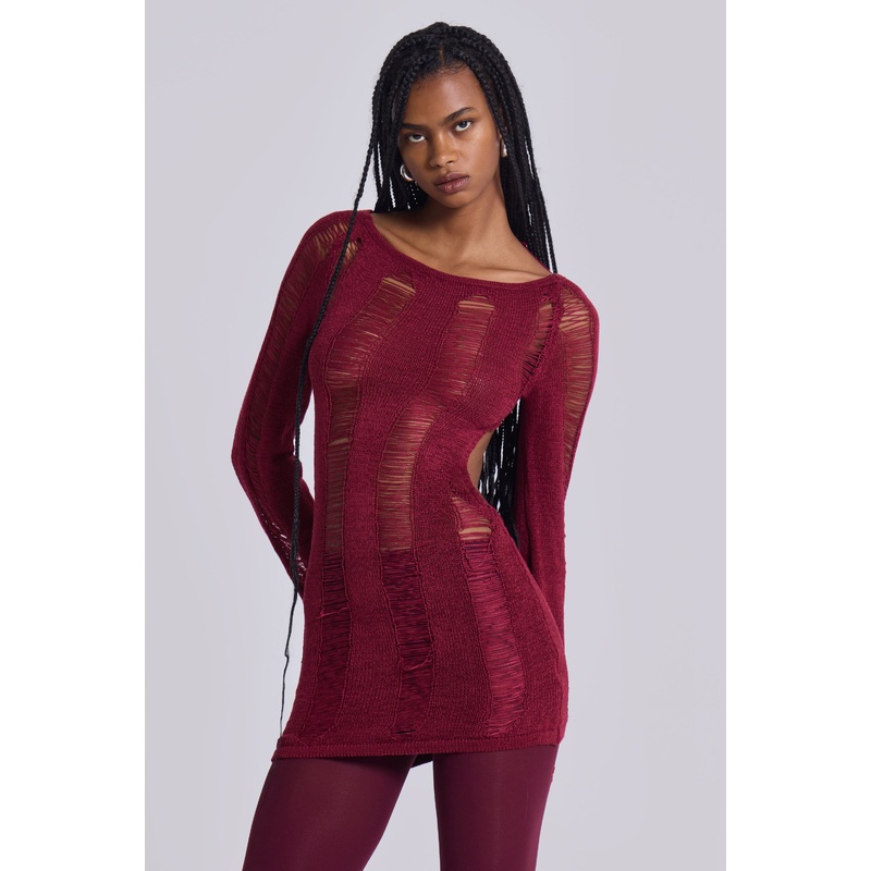 Burgundy Umbra Mini Dress