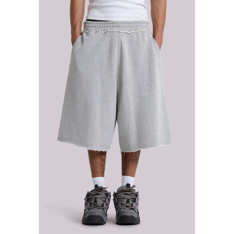 Grey Marl Monster Jogger Baggy Shorts