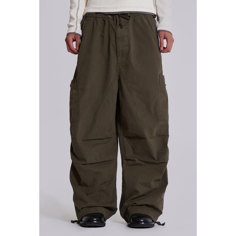 Khaki Parachute Cargo Pants