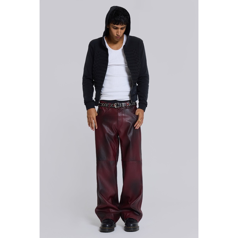 Oxblood Faux Leather Pants