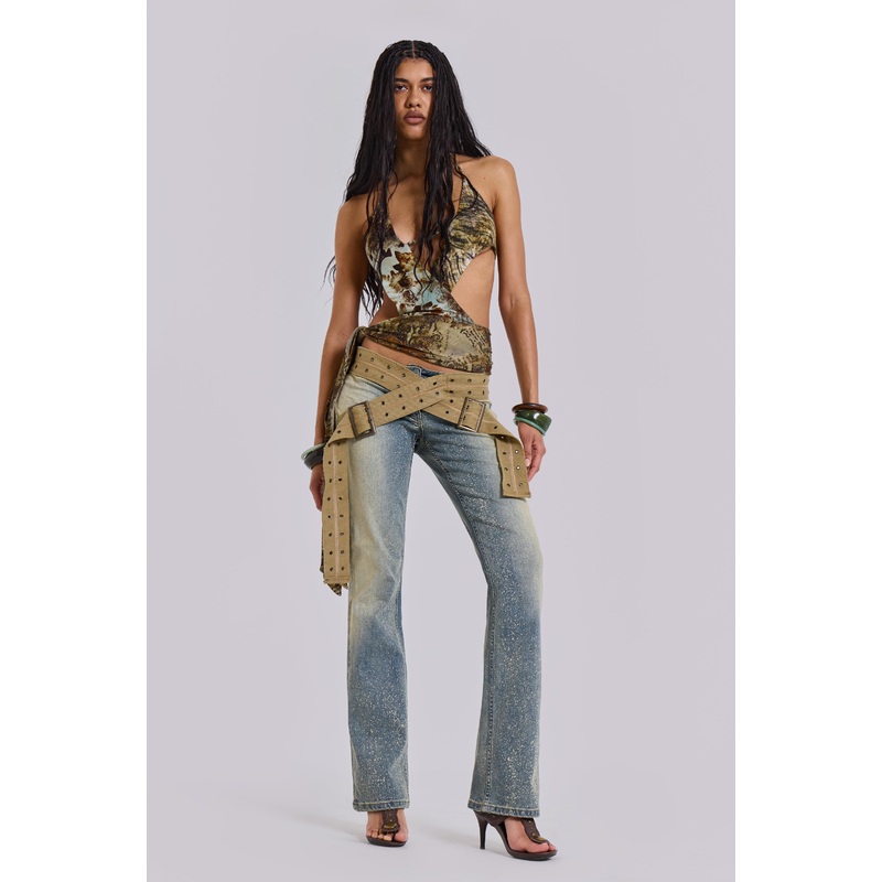 Strap Up Stonewash Jeans