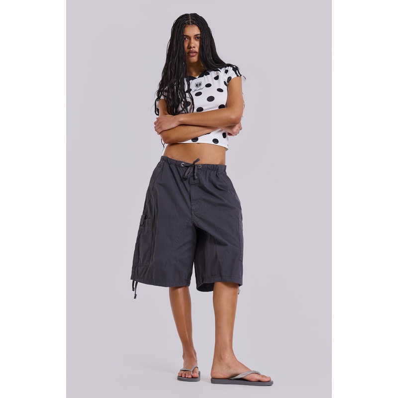 Vintage Grey Parachute Cargo Shorts