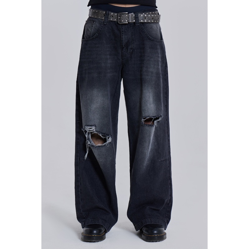 Washed Black Busted Colossus Baggy Jeans