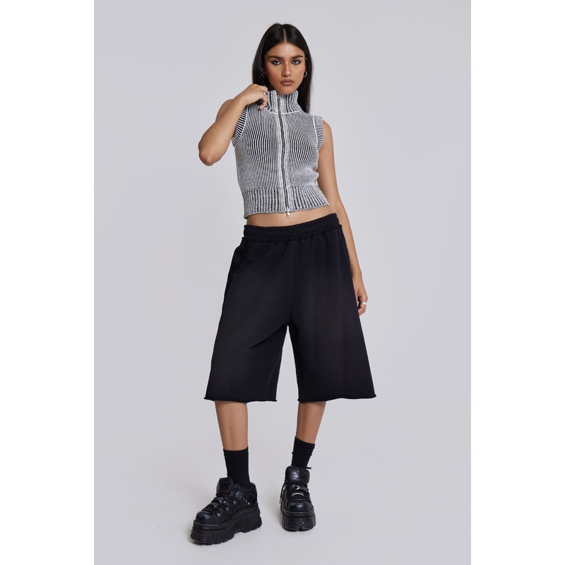 Washed Black Monster Jogger Shorts