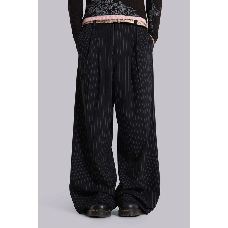 Black Pinstripe Goliath Suit Pants