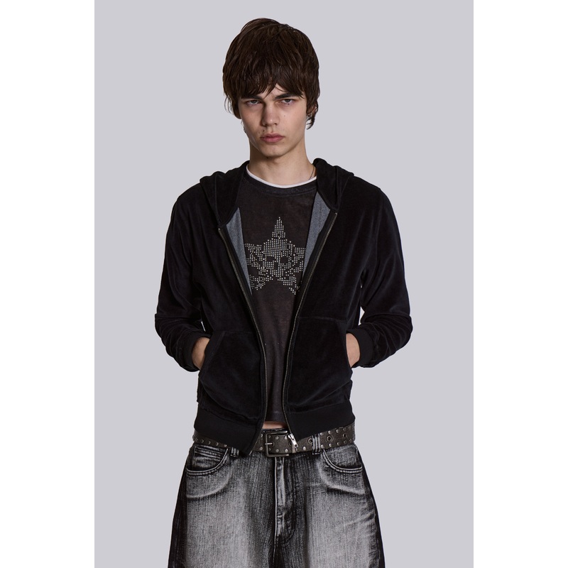 Black Velour Mini Monster Hoodie