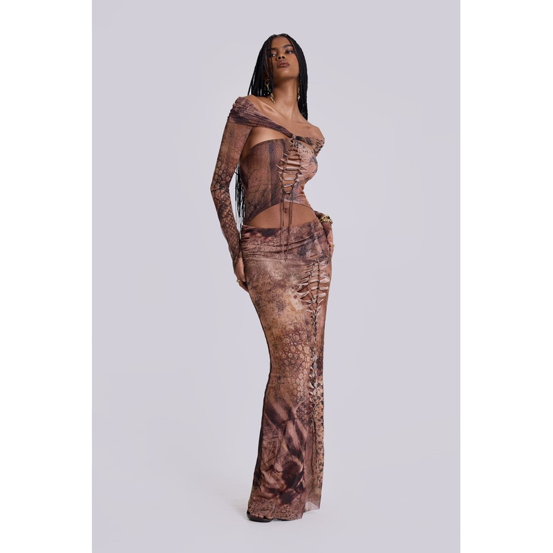 Dahna Macrame Mesh Maxi Dress