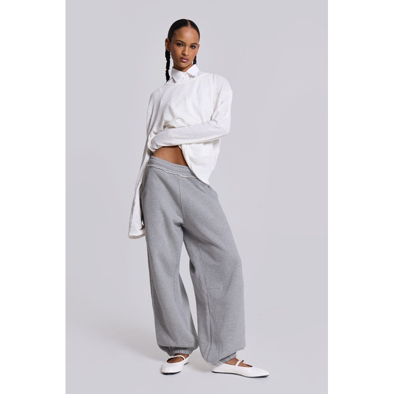Grey Marl Cuffed Baggy Monster Joggers