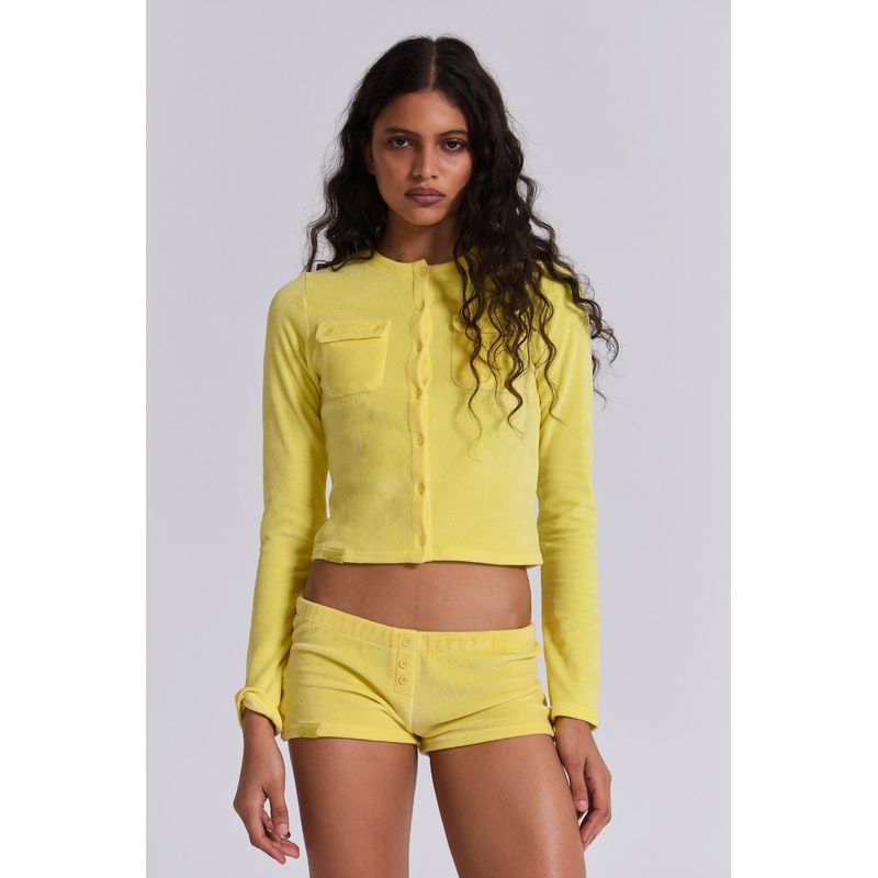 Lemon Velour Cardigan