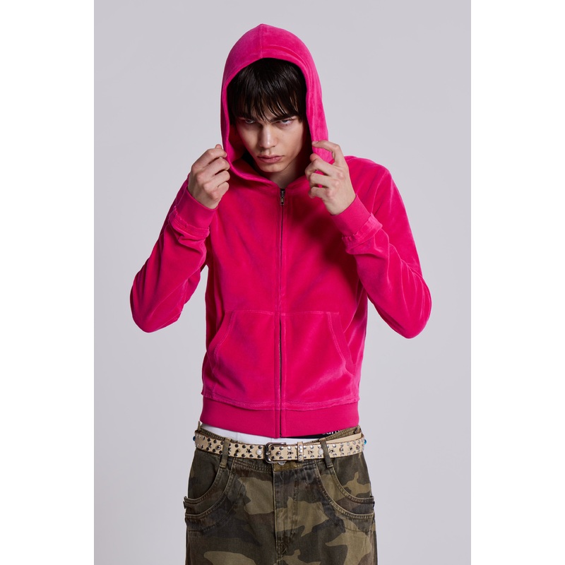Low Life Hot Pink Velour Hoodie