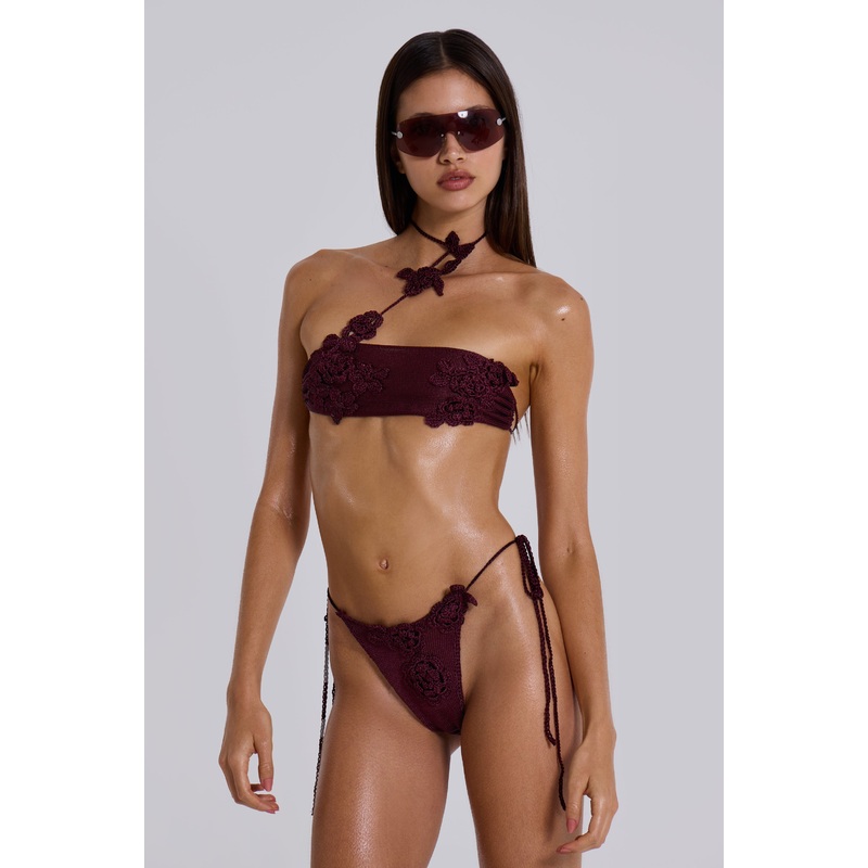Alira Knit Flower Bandeau Bikini Top