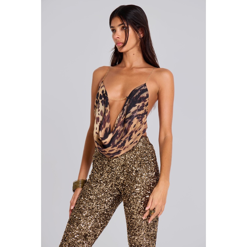 Asteria Backless Top in Cow Print
