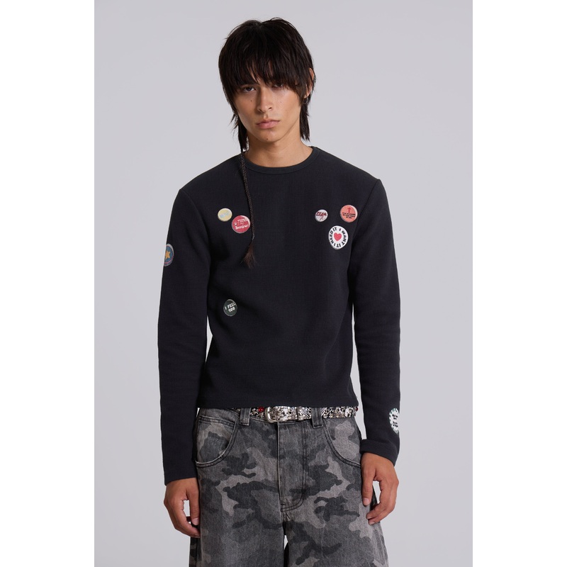 Badge Waffle Long Sleeve Tee
