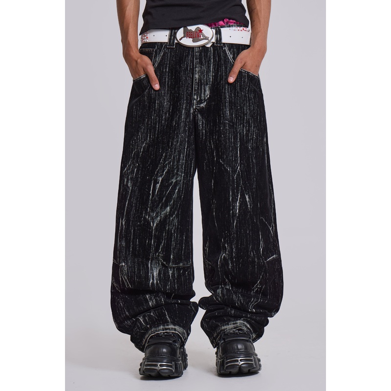 Black Flock Colossus Jeans