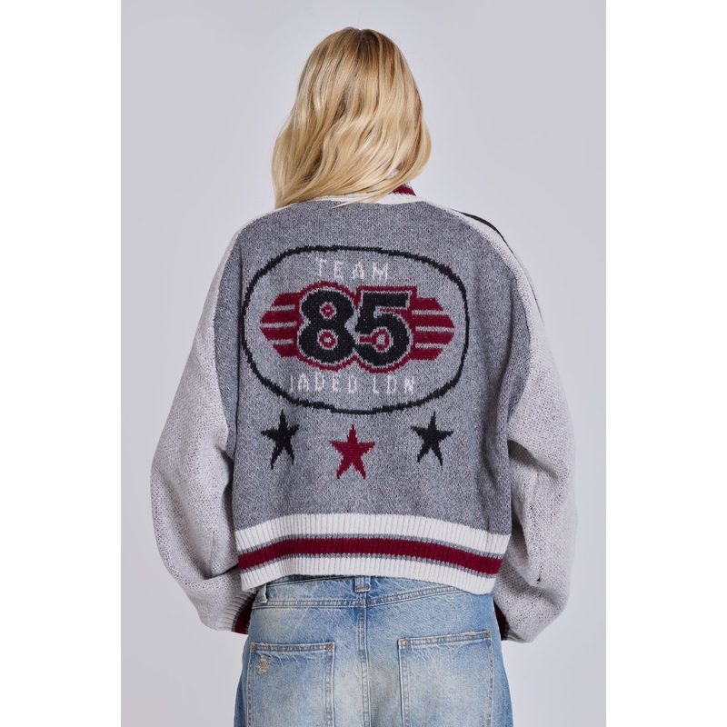 Grey Team 85 Knitted Bomber Jacket