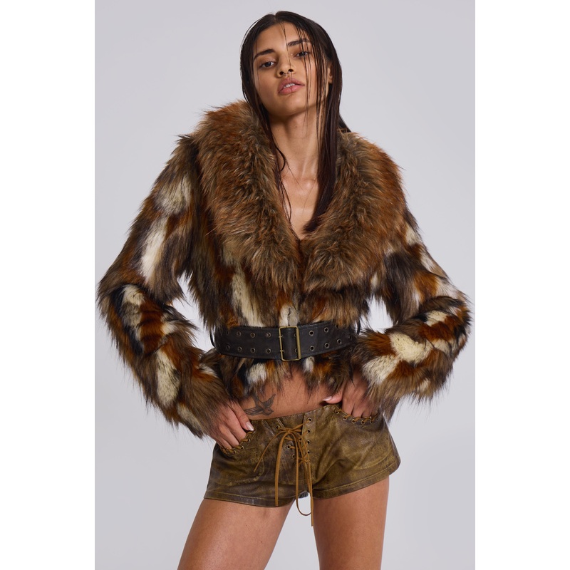 Mesconda Faux Fur Belted Jacket