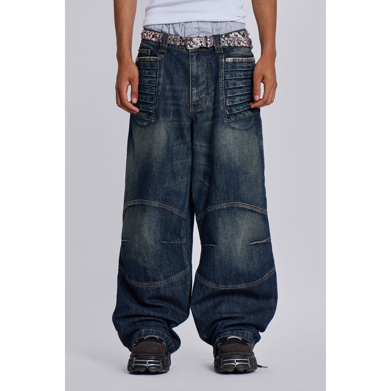 Mid Blue Crash Biker Colossus Jeans