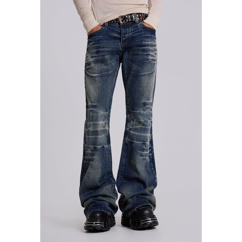 Mid Blue Drift Flared Jeans