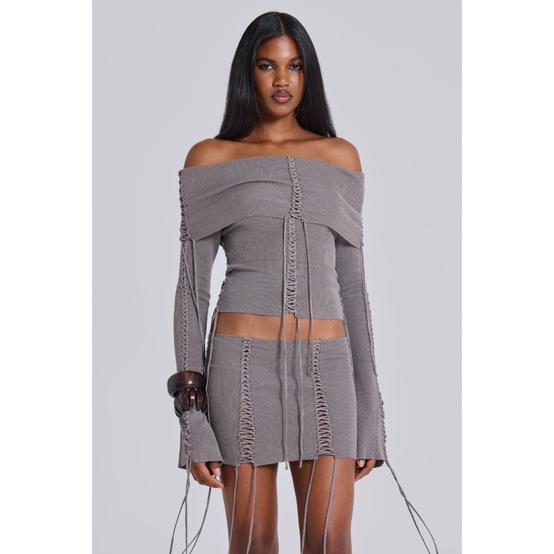 Vargo Knit Lace Up Top
