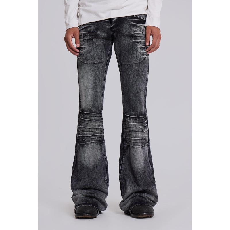 Washed Black Drift Flared Jeans