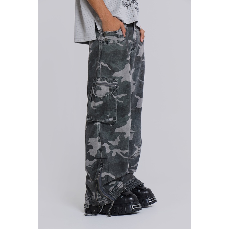 Washed Black Trooper Camo Cargo Pant