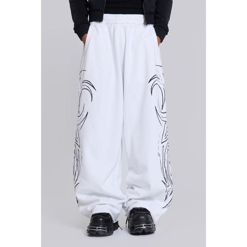White Baggy Blade Joggers