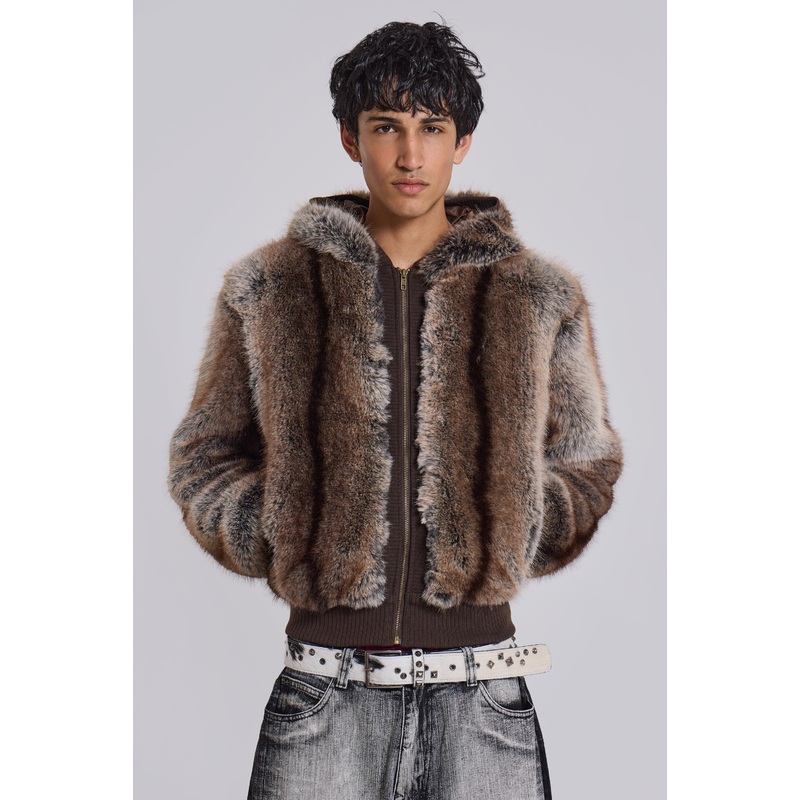 Bear Faux Fur Hooded Jacket