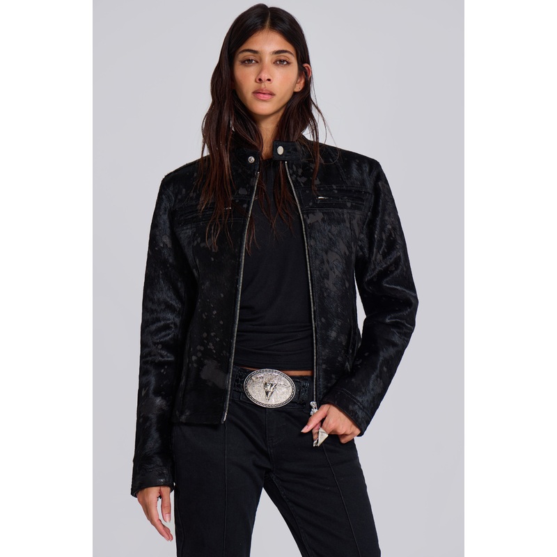 Black Real Leather Piston Jacket