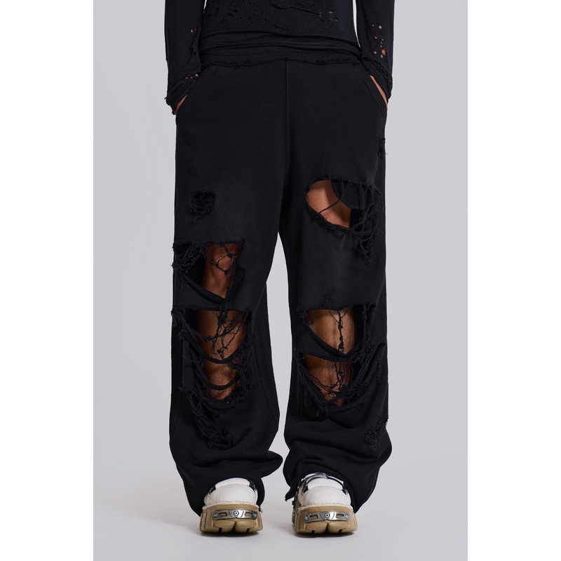 Distressed Black Baggy Monster Joggers
