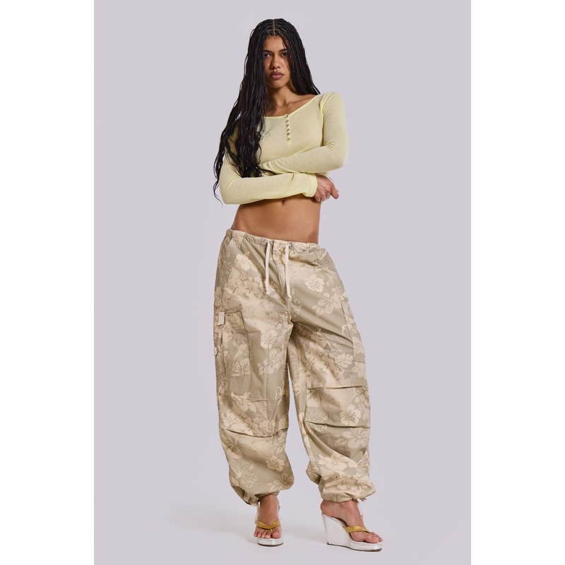 Hibiscus Bloom Parachute Cargo Pants