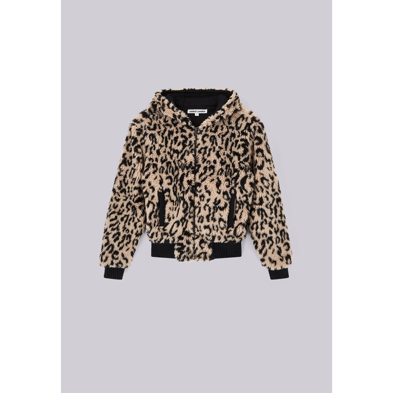 Leopard Faux Fur Hooded Jacket