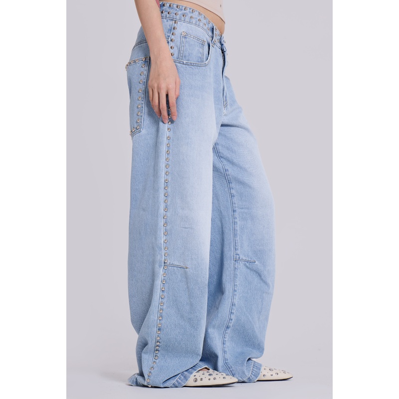Nailed Studded Colossus Jeans in Light Blue Wash