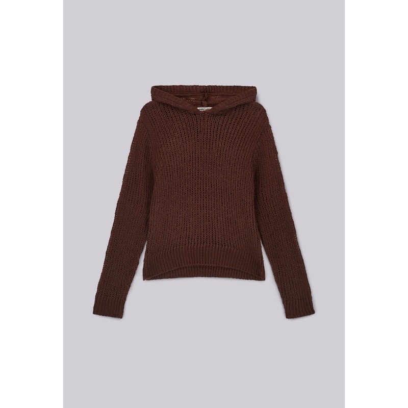 Open Gauge Knit Hoodie