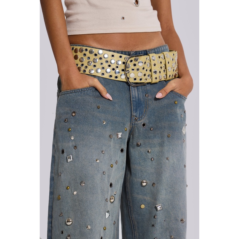 Osmium Studded Belt In Cream