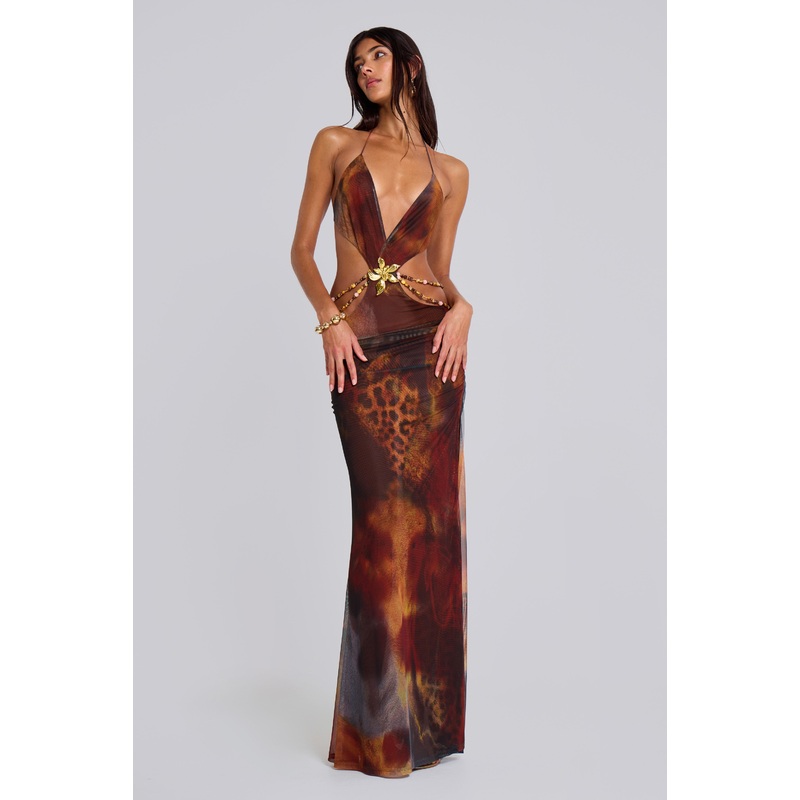 Vida Backless Maxi Dress in Whiskey