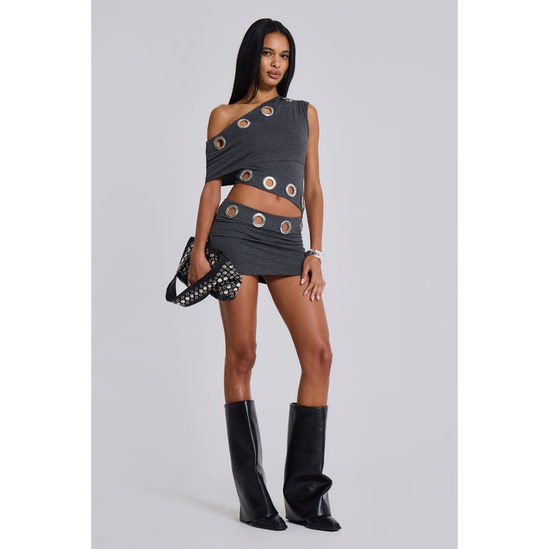 Zarco Asymmetric Mini Dress With Eyelets