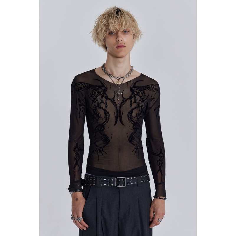 Black Wings Mesh Top