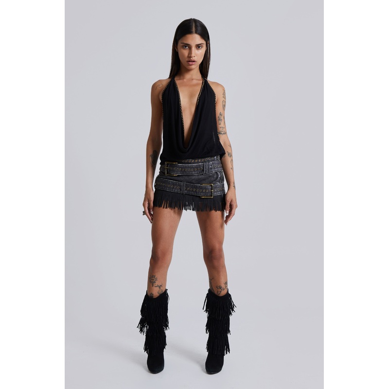 Odile Faux Leather & Suede Mini Skirt